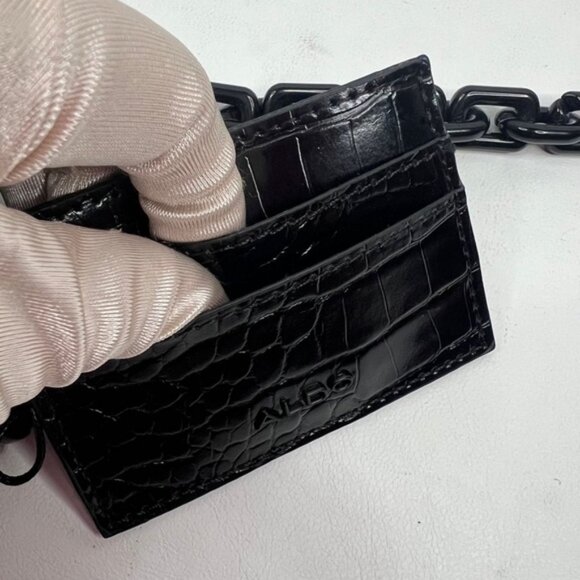 NWT ALDO Griregann Faux Leather Small Shoulder Purse Chain Strap Card Holder Set - Picture 9 of 15